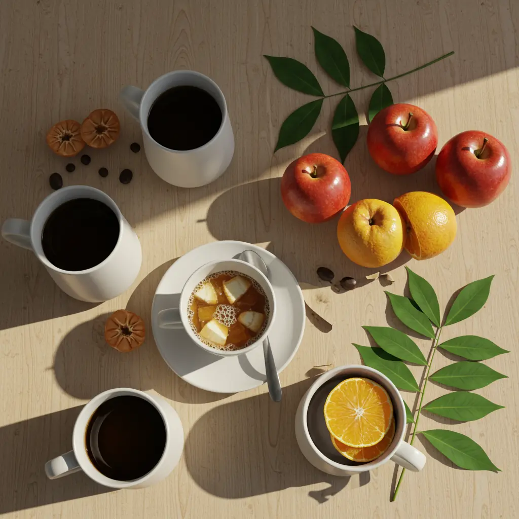 Mesa de coffee break con dulces y café